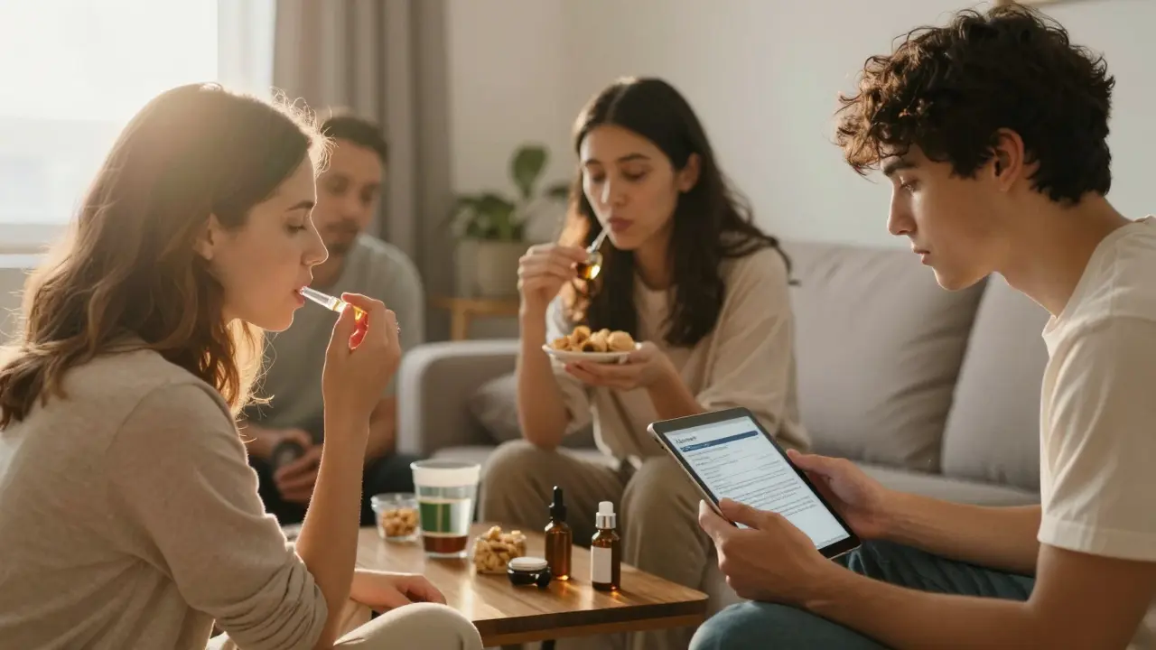 Různí lidé užívají CBD v různých časech dne — ráno, večer a při jídle, v domácím prostředí.