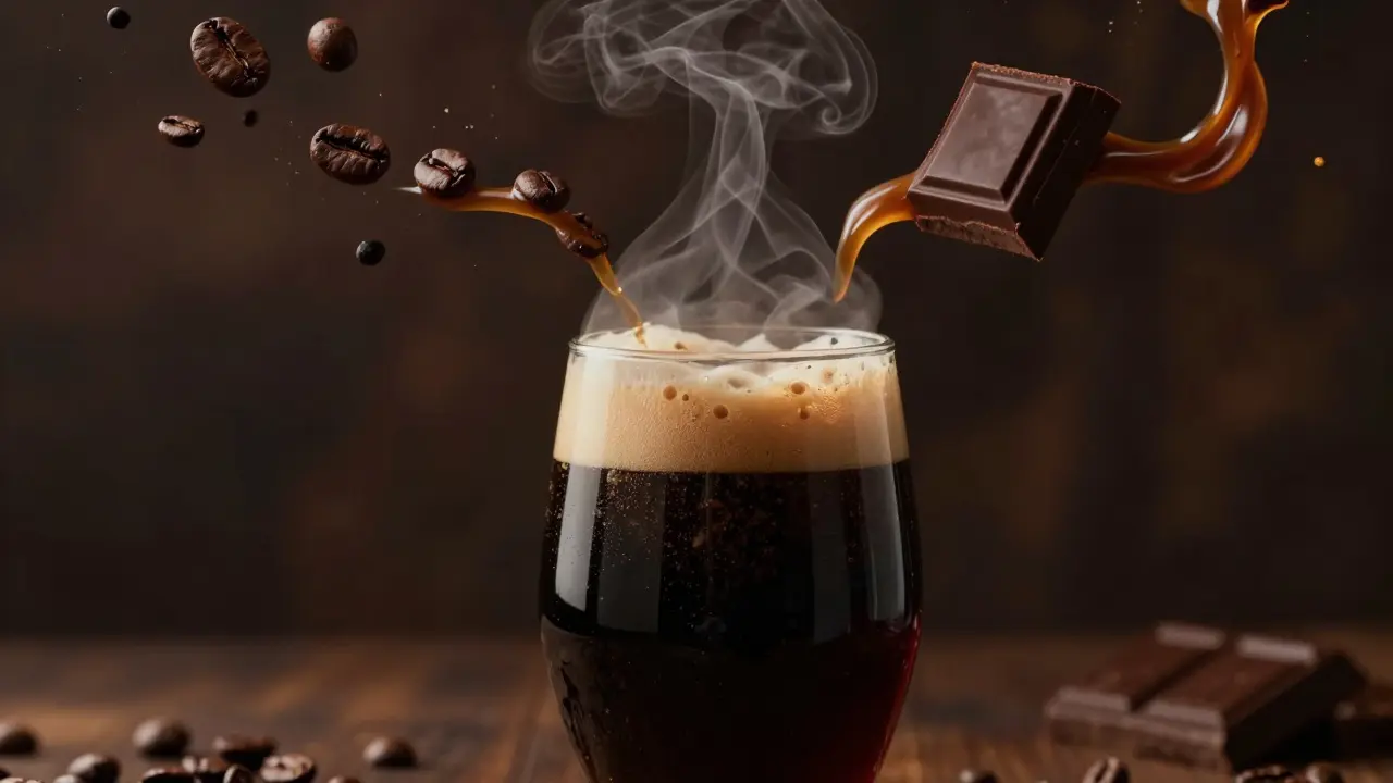 Ilustrace stoutu s aromaty kávy a čokolády