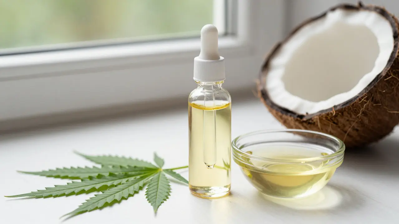 Kapátka s CBD olejem a kokosovým olejem pro sublinguální aplikaci