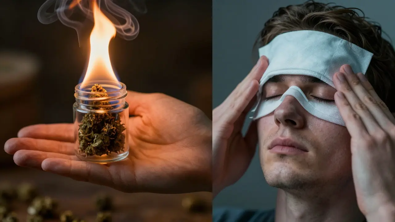 Kontrast mezi ohněm a studeným obkladem na očích