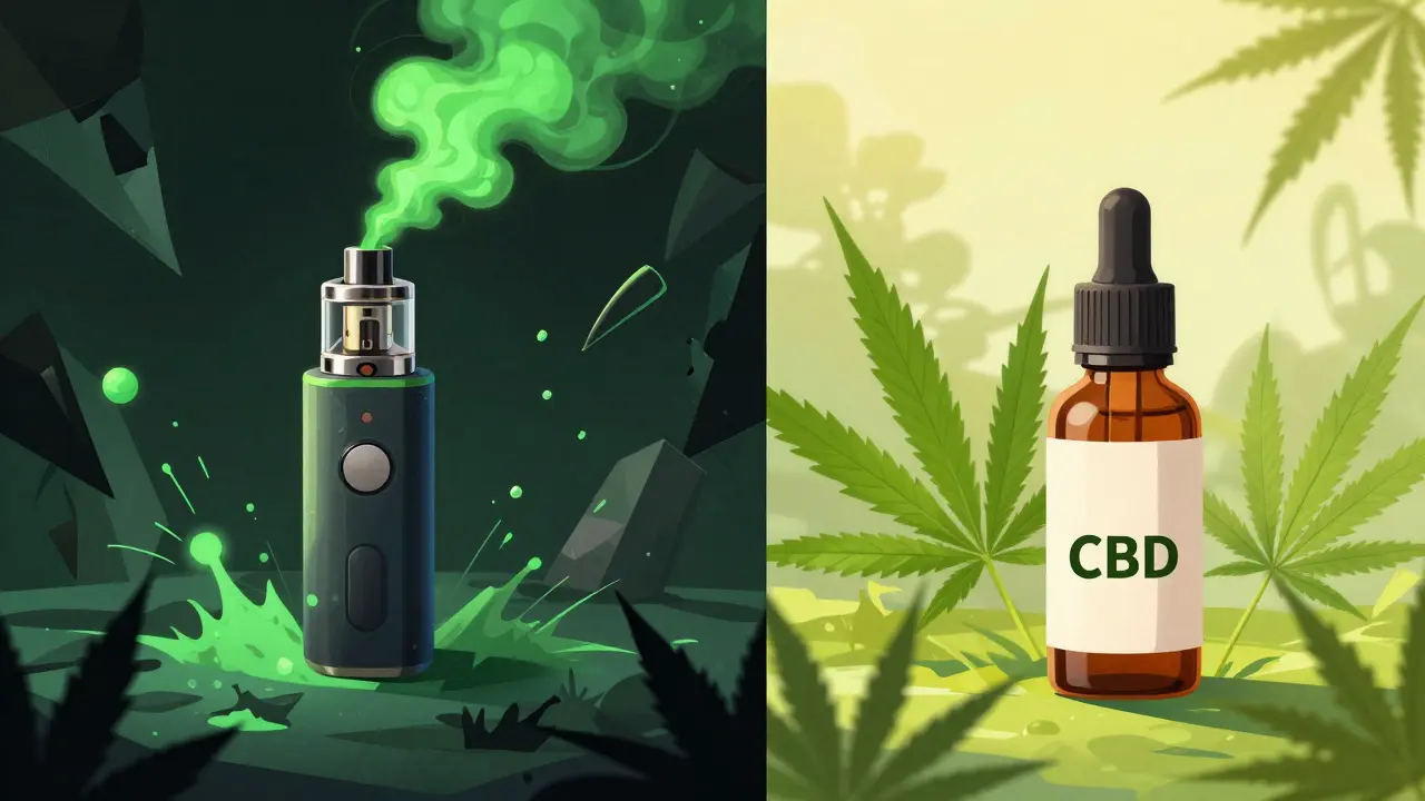 Kontrast mezi rizikovým vapováním a bezpečným CBD olejem