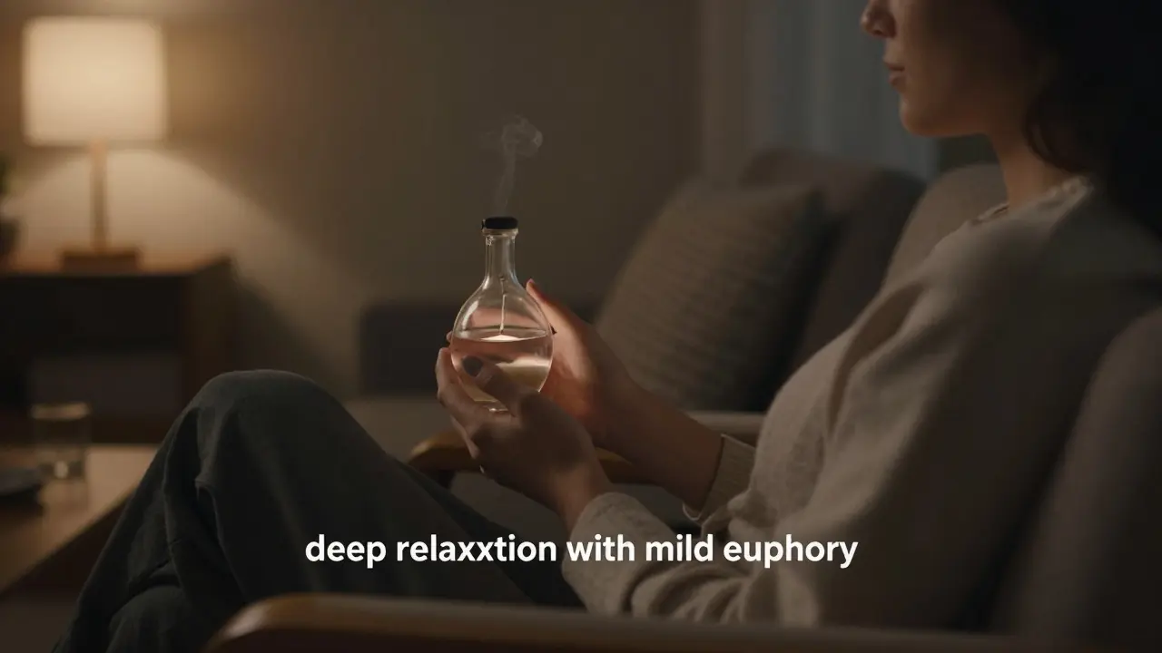 Osoba relaxující v křesle s vapem v útulném interiéru