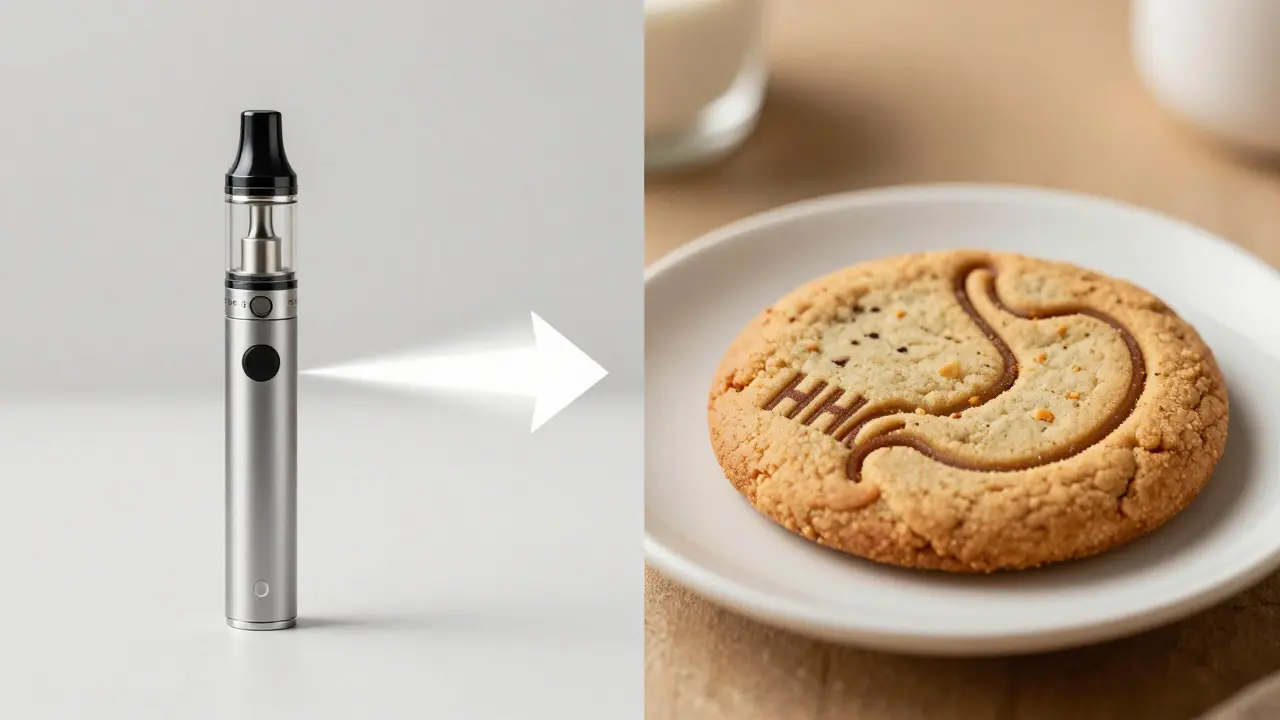 Srovnání rychlosti účinku mezi vapes a edibles bez textu
