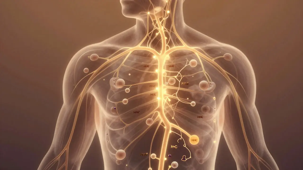 Abstraktní zobrazení endocannabinoidního systému v lidském těle
