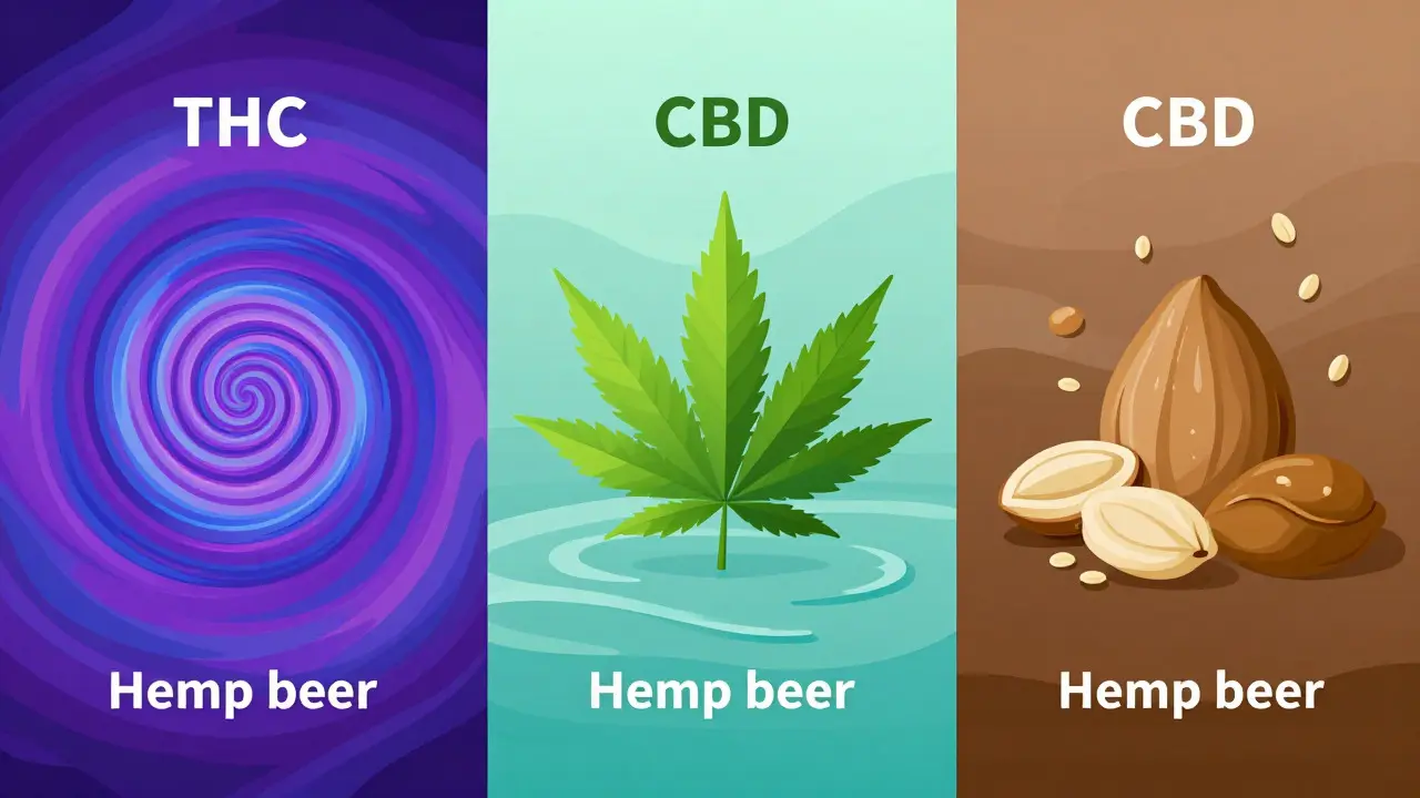 Ilustrace rozdílů mezi pivem s THC, CBD a hempaným pivem
