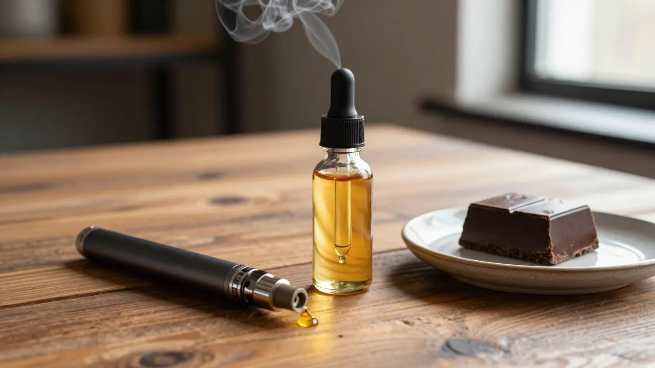 Srovnání způsobů konzumace: vape penále, kapky a jedlé produkty