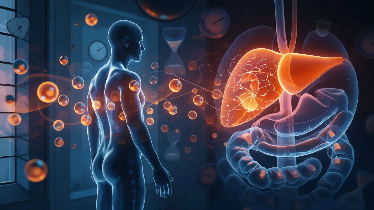 Konceptuální ilustrace metabolismu látek v těle